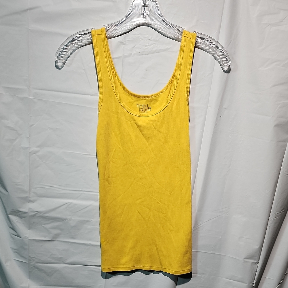 Time and Tru Bright Yellow Ribbed Tank